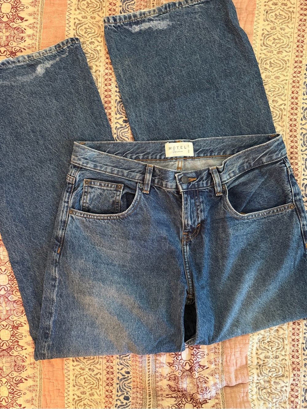 Motel Rocks medium wash wide-leg jeans